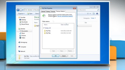 How To Restore Files Or A Folder To A Previous State On A Windows® 7 Based Pc
