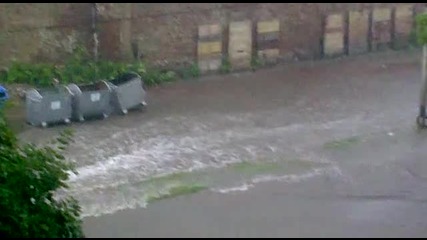 Наводнение в Пазарджик ! за около 20 мин какво се случва .. 