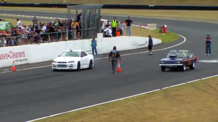 R34 Gtr vs Capri Final drag race finals