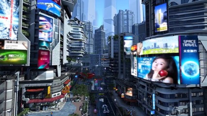 Futuristic City 3d Screensaver - Max Graphic, 60 fps, 4k