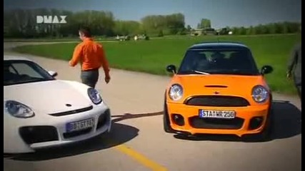 Sabine Schmitz & Dmax - test drive - Mini vs Porshe Gt 