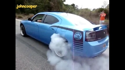 Dodge Charger Blue Super Bee Burnout 