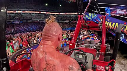GoPro footage of Brock Lesnar destroying the ring at SummerSlam