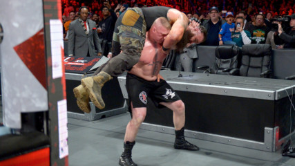 Brock Lesnar puts Braun Strowman through the announce table: Royal Rumble 2018 (WWE Network Exclusive)