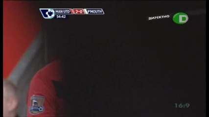 Брилянтен пас на Бербатов в мача Manchester United - Pmouth 