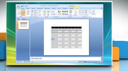 Microsoft® Powerpoint 2007: How to create and format a table on Windows® Vista?