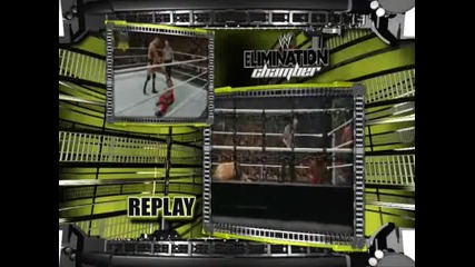 Randy Orton Dropkick to Kofi Kingston - Wwe Elimination Chamber 2010