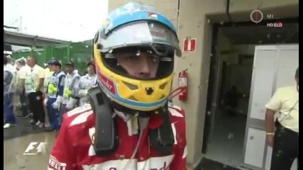 F1 Гран при на Бразилия 2012 - Alonso не може да повярва че загуби битката [hd]