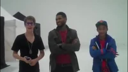 Justin Bieber with Usher and Jaden Smith
