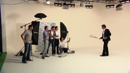 Amazing Roger Federer trickshot on Gillette ad shoot 