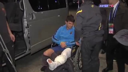 Fc Barcelona- Villa arriving in the Hotel