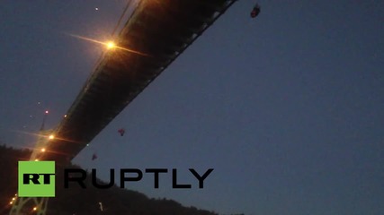 USA: Anti-Shell activists hang from bridge in Arctic drill protest