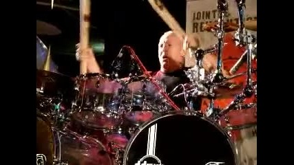 Mike Terrana plays with giant sticks