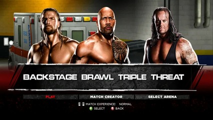 W W E '13 - The Undertaker Vs Triple H Vs The Rock In Backstage Brawl - Gameplay