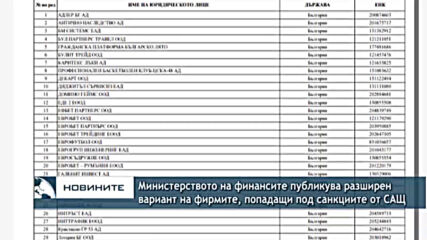 Министерството на финансите публикува разширен вариант на фирмите, попадащи под санкциите от САЩ