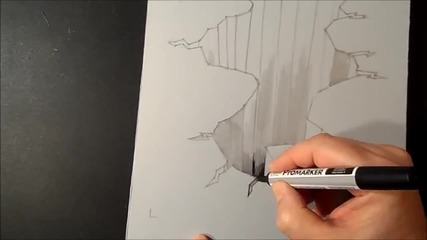 трик. 3d рисунка на лист, илюзия. : )