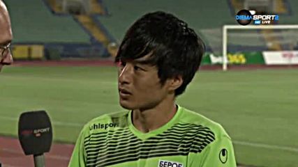 Играчът на мача Кохей Като след победата на Берое над Славия