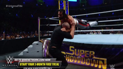 Seth Rollins dives from the ring onto Baron Corbin: WWE Super ShowDown 2019