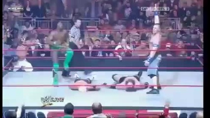 Wwe Raw John Cena And Kofi Kingston Double The Five Knuckle Shuffle And The Boom Drop