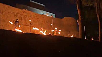 Огнено шоу за откриването на Средновековната ямболска крепост