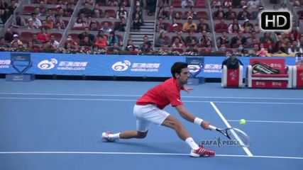Nadal vs Djokovic - Beijing 2013 - Hot Shot From Nadal!