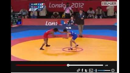 2012 Olympic Games- Freestyle Wrestling, Repechage 60kg, Y. Dutt (ind) vs Ri Myong (prk)