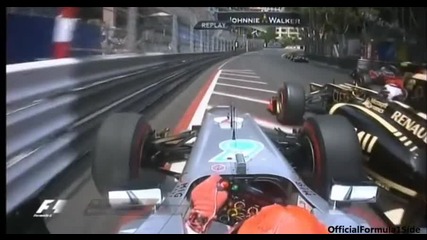 F1 Гран при на Монако 2012 - кадри от болида на Schumacher от инцидента с Grosjean [hd][onboard]