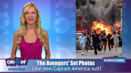 Chris Evans In New Captain America Suit On The Avengers Set