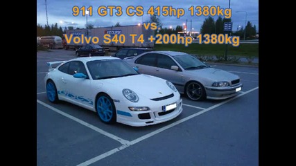 Porche 911 (997) Gt3 Cs vs Volvo S40 T4 Hx35 2.0bar