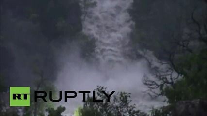 USA: See brave dog-owner battle floods in pet dog rescue