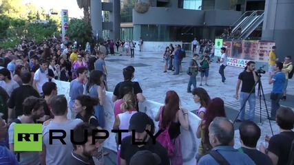 Greece: Protesters rally outside TV station over referendum coverage