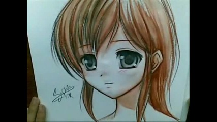 Drawing Anime using watercolor pencils 