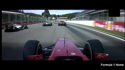 F1 Гран при на Белгия 2012 - старта на Alonso + големия инцидент в 1ви завой [hd][onboard]