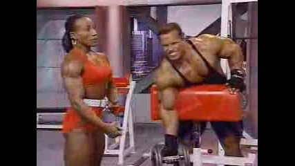 Shawn Ray, Boyer Coe And Lenda Murray Working Biceps.