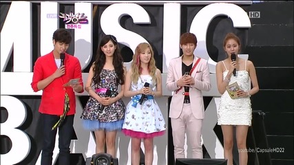 (hd) Taeyeon & Seohyun (tts) & Sunggyu (infinite) - Interview ~ Music Bank (08.06.2012)