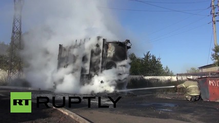 Украйна: Пожарникари се борят с горящата елекроцентрала в Горловка