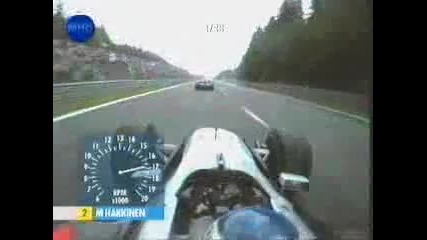 Най - великото изпреварване в Ф1 М. Шумахер vs. М. Хакинен 2000г. на Спа 