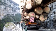 Екстремно преминаване с камион през тесен планински път !