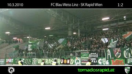 10.03.2010 - Rapid Ultras away in Weiss Linz 
