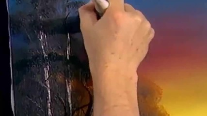 S10 Радостта на живописта с Bob Ross E08 - златист залез ღобучение в рисуване, живописღ