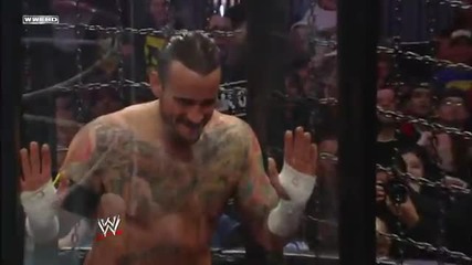 Randy Orton executes a draping Ddt on Sheamus: Elimination Chamber 2011