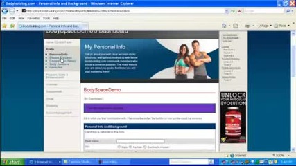 Bodyspace Demo Part 3 Progress Pics and Personal Info 