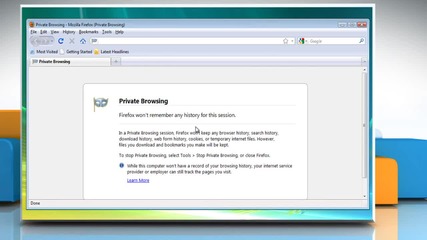 How to turn on Private Browsing in Mozilla® Firefox on a Windows® Vista-based Pc?