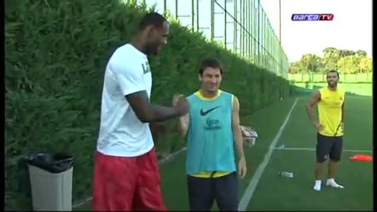 Fc Barcelona - се снимаха с високия Lebron James