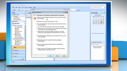 Microsoft® Outlook 2007: How to disable Junk Mail Filter on Windows® 7?