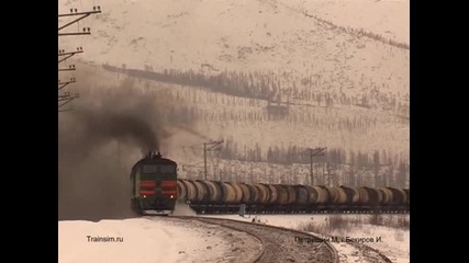 Руски товарен влак начело с - 3te10m - 1222