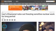 Iran's Khamenei Won't Agree to Freeze Sensitive Nuclear Work