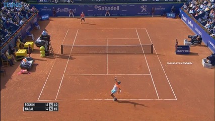 Fabio Fognini Hits a Hot Shot Against Rafael Nadal - Barcleona 2015