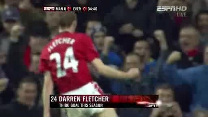 Manchester United vs Everton 1:0 21.11.2009 Darren Fletcher 