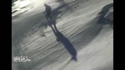 Skier Triggers Big Avalanche & Surfs Snow Wave 